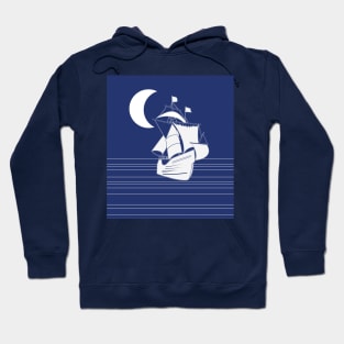 Antique Sailing Ship Galleon Night Moon Seascape Hoodie